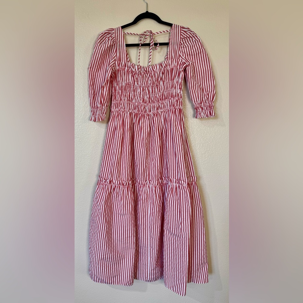 Topshop Striped Poplin Tiered Midi Dress Sz 6 NWT - Picture 3 of 7